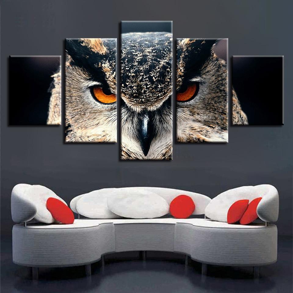 Owl 02 - Animal 5 Panel Canvas Art Wall Decor Owl 02 - Animal 5 Panel Canvas Art Wall Decor