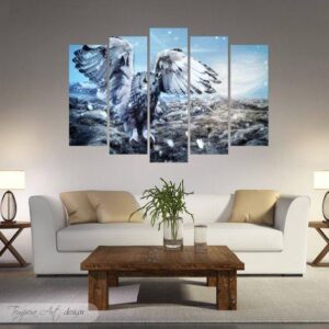 Owl 10 - Animal 5 Panel Canvas Art Wall Decor