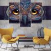 Owl Colorful 3 - Abstract Animal 5 Panel Canvas Art Wall Decor