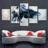 Owl Spread Wings Fly - Animal 5 Panel Canvas Art Wall Decor