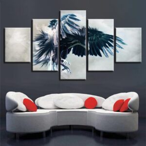 Owl Spread Wings Fly - Animal 5 Panel Canvas Art Wall Decor