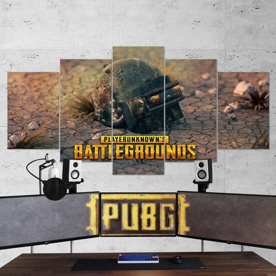 PUBG Helmet Playerunknowns Battlegrounds - Gaming 5 Panel Canvas Art Wall Decor PUBG Helmet Playerunknowns Battlegrounds - Gaming 5 Panel Canvas Art Wall Decor