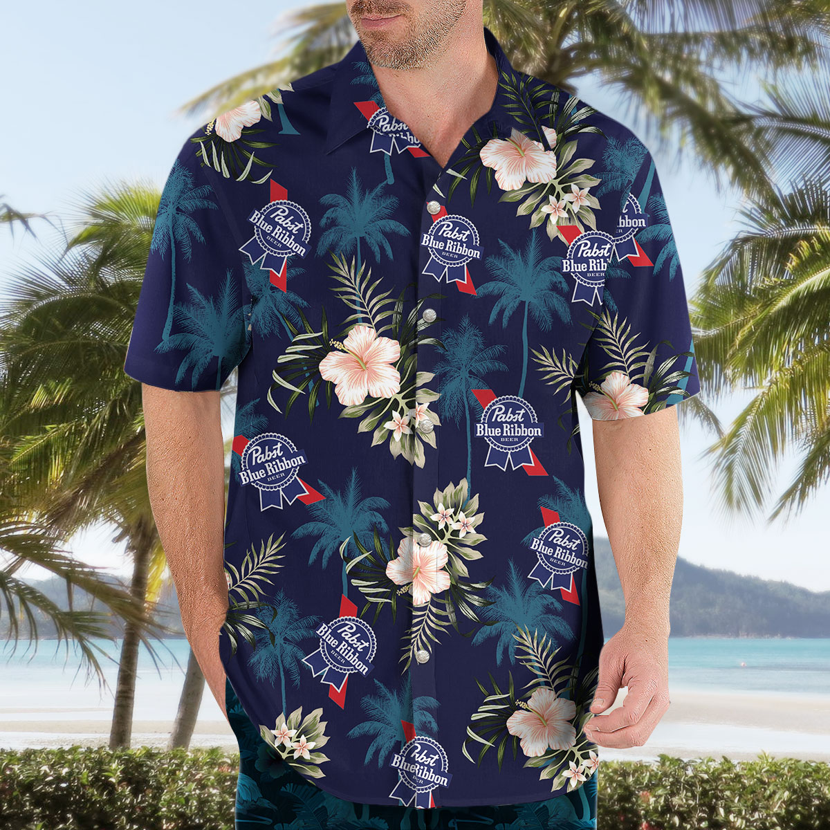 Pabst Blue Ribbon Beer Hawaiian Shirt Pabst Blue Ribbon Beer Hawaiian Shirt