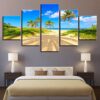 Palm Tree Beach 2 - Space 5 Panel Canvas Art Wall Decor