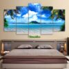 Palm Trees At The Beach - Beach 5 Panel Canvas Art Wall Decor