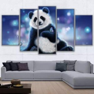 Panda 2 - Animal 5 Panel Canvas Art Wall Decor