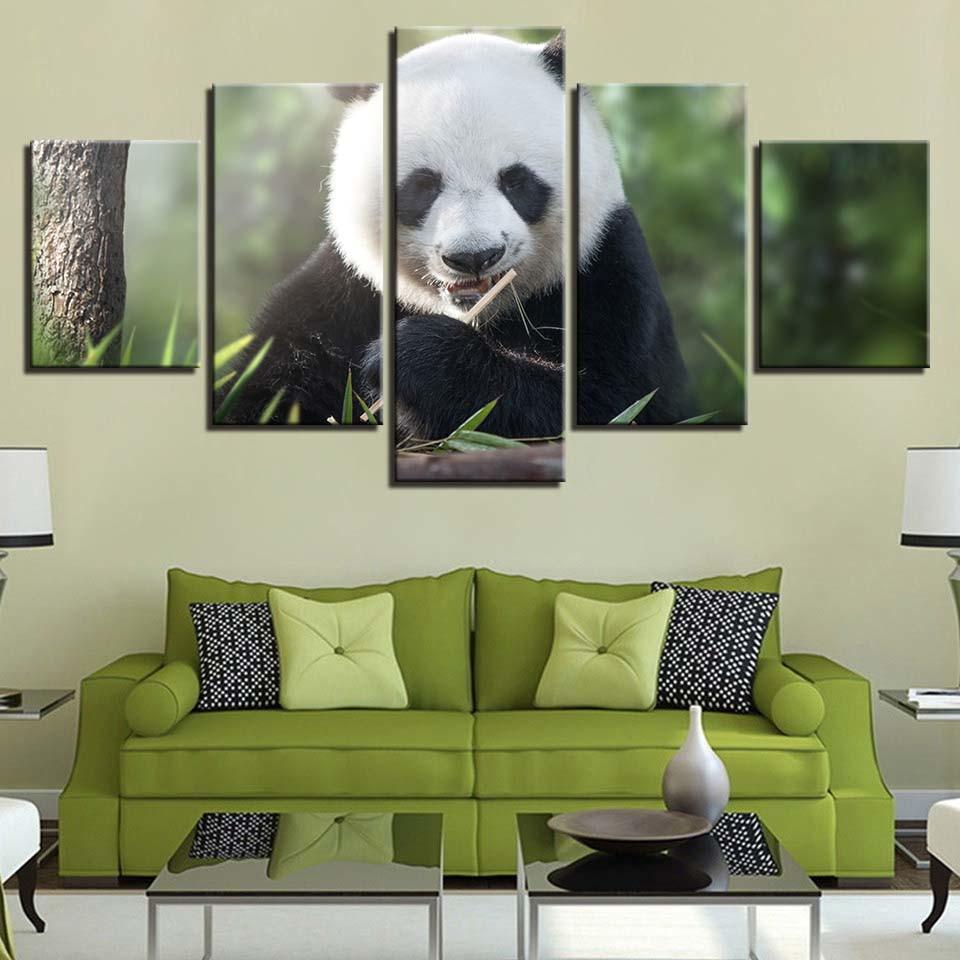 Panda 5 - Animal 5 Panel Canvas Art Wall Decor Panda 5 - Animal 5 Panel Canvas Art Wall Decor