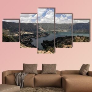 Panorama Of Wenchi Crater Lake - Nature 5 Panel Canvas Art Wall Decor