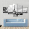 Paris Eiffel Tower From Seine - Nature 5 Panel Canvas Art Wall Decor