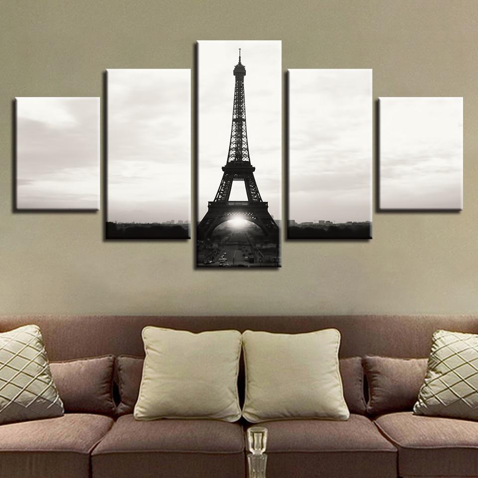 Paris Iron Tower - Nature 5 Panel Canvas Art Wall Decor Paris Iron Tower - Nature 5 Panel Canvas Art Wall Decor
