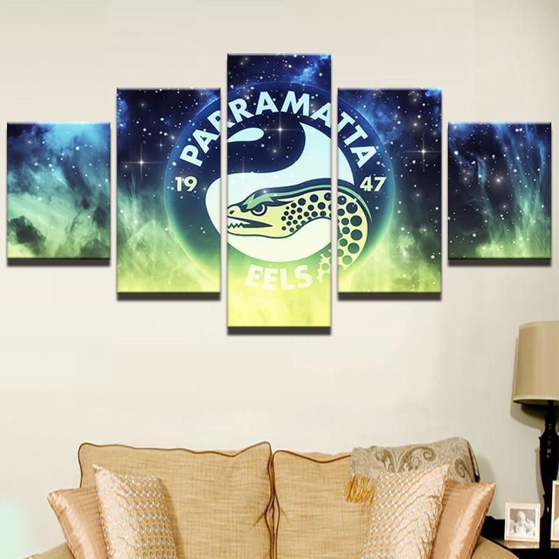 Parramatta Eels NRL Football - 5 Panel Canvas Art Wall Decor Parramatta Eels NRL Football - 5 Panel Canvas Art Wall Decor