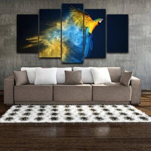 Parrot 4 - Abstract 5 Panel Canvas Art Wall Decor