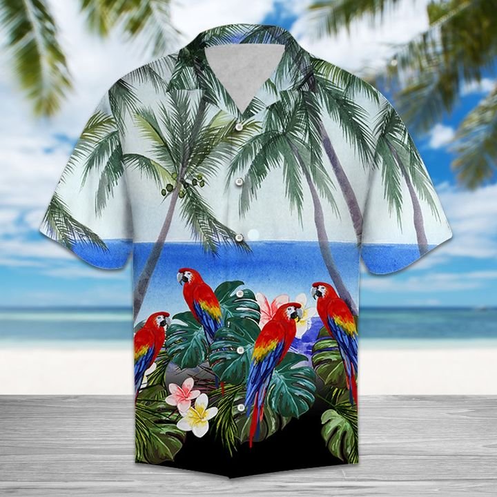 Parrot Summer Ocean Hawaiian Shirt Summer Button Up Parrot Summer Ocean Hawaiian Shirt Summer Button Up