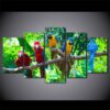 Parrots Beautiful Parrots Food - Animal 5 Panel Canvas Art Wall Decor