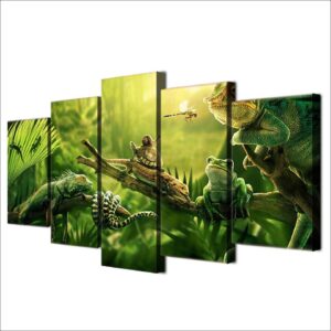 Party animal - Animal 5 Panel Canvas Art Wall Decor