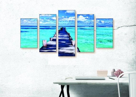 Path To Paradise - Nature 5 Panel Canvas Art Wall Decor Path To Paradise - Nature 5 Panel Canvas Art Wall Decor