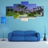 Pathway With Palm Trees At The Beach Of Turkey - Nature 5 Panel Canvas Art Wall Decor