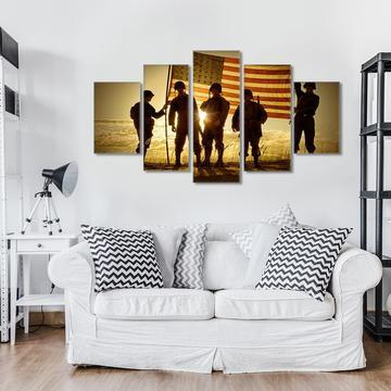 Patriotic Military - Army 5 Panel Canvas Art Wall Decor Patriotic Military - Army 5 Panel Canvas Art Wall Decor