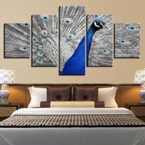 Peacock 02 - Animal 5 Panel Canvas Art Wall Decor
