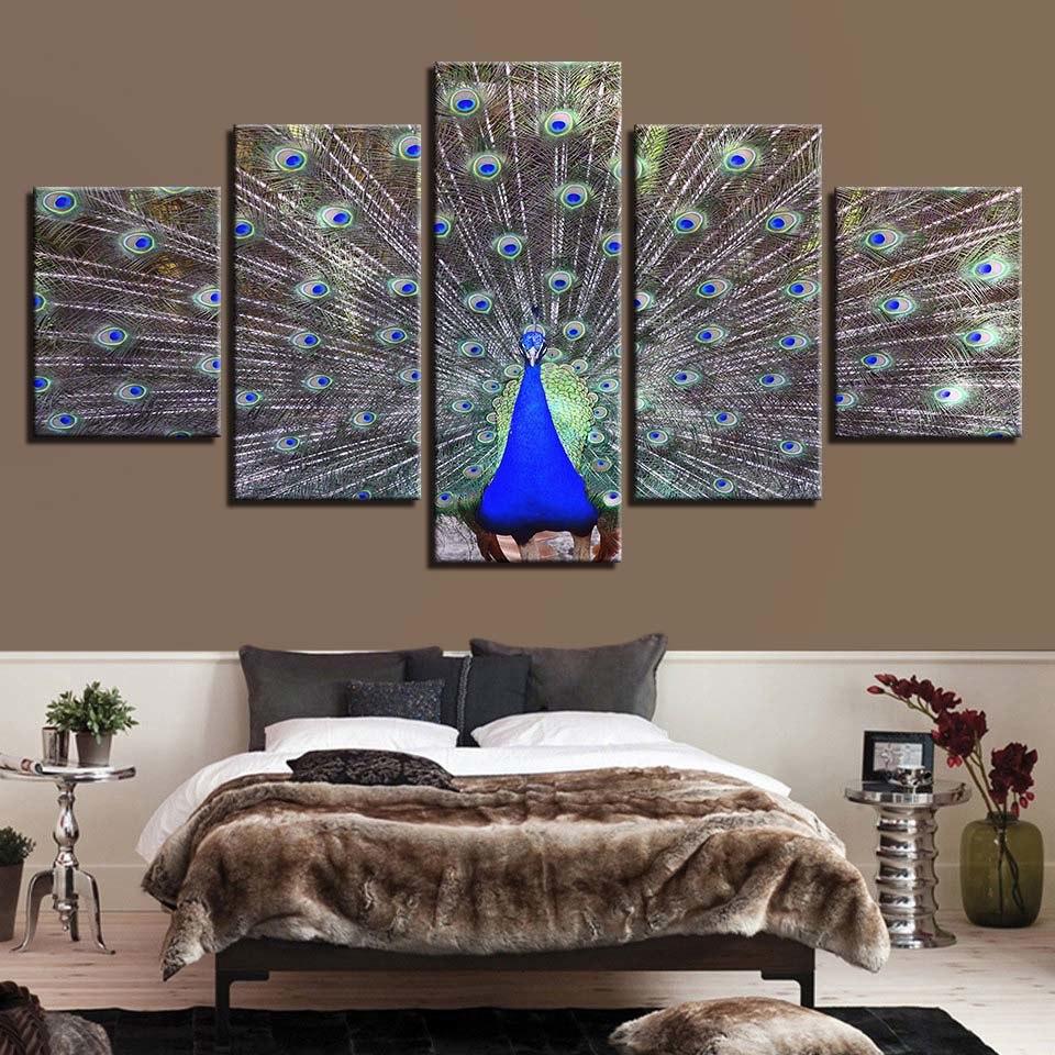 Peacock 16 - Animal 5 Panel Canvas Art Wall Decor Peacock 16 - Animal 5 Panel Canvas Art Wall Decor