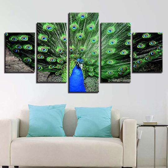 Peacock 4 - Animal 5 Panel Canvas Art Wall Decor Peacock 4 - Animal 5 Panel Canvas Art Wall Decor
