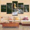 Peacock Bass Jumping - Animal 5 Panel Canvas Art Wall Decor