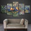 Peacock Girl - Abstract 5 Panel Canvas Art Wall Decor