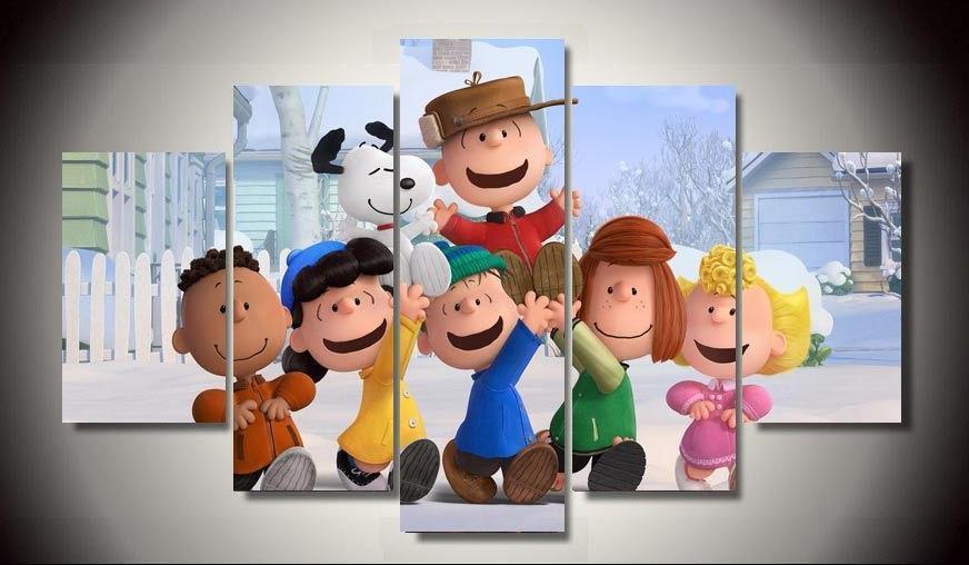 Peanuts - Snoopy - The Peanuts Gang In Christmas 1 - Cartoon 5 Panel Canvas Art Wall Decor Peanuts - Snoopy - The Peanuts Gang In Christmas 1 - Cartoon 5 Panel Canvas Art Wall Decor