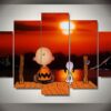 Peanuts - Snoopy - The Peanuts Gang In Christmas 3 - Cartoon 5 Panel Canvas Art Wall Decor