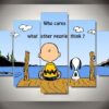 Peanuts - Snoopy - The Peanuts Gang In Christmas 6 - Cartoon 5 Panel Canvas Art Wall Decor