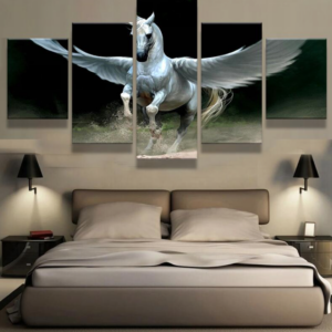 Pegasus Horse - Abstract Animal 5 Panel Canvas Art Wall Decor