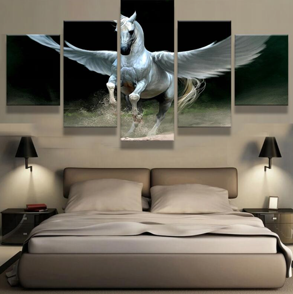Pegasus Horse - Abstract Animal 5 Panel Canvas Art Wall Decor Pegasus Horse - Abstract Animal 5 Panel Canvas Art Wall Decor