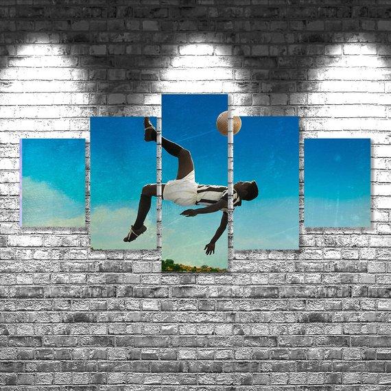 Pele Football Star Celebrity - 5 Panel Canvas Art Wall Decor Pele Football Star Celebrity - 5 Panel Canvas Art Wall Decor