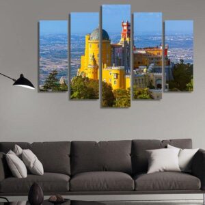 Pena Palace In Sintra - Nature 5 Panel Canvas Art Wall Decor