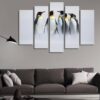 Penguin Family - Animal 5 Panel Canvas Art Wall Decor