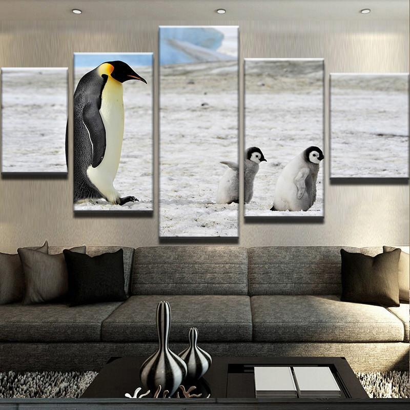 Penguin - Animal 5 Panel Canvas Art Wall Decor Penguin - Animal 5 Panel Canvas Art Wall Decor