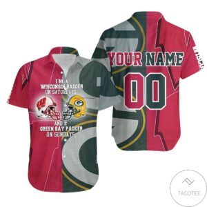Personalized I’M A Wisconsin Badger On Saturdays And Green Bay Packer On Sundays Hawaiian Shirt
