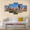 Perth Skyline During Sunset - Nature 5 Panel Canvas Art Wall Decor
