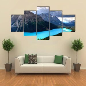Peyto Lake At Canadian Rockies - Nature 5 Panel Canvas Art Wall Decor