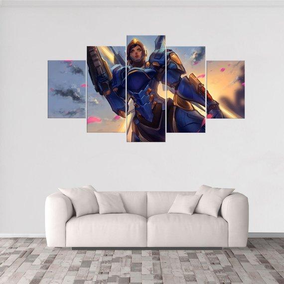 Pharah Overwatch - Gaming 5 Panel Canvas Art Wall Decor Pharah Overwatch - Gaming 5 Panel Canvas Art Wall Decor