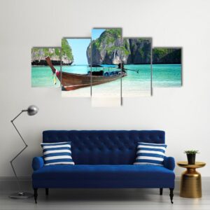 Phi Phi Island Maya Bay - Nature 5 Panel Canvas Art Wall Decor