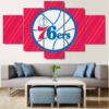 Philadelphia 76Ers 1 - Sport 5 Panel Canvas Art Wall Decor