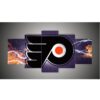 Philadelphia Flyers Nhl Team Thunderbolt - Sport 5 Panel Canvas Art Wall Decor