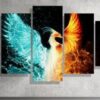 Phoenix Bird Rising - Abstract Animal 5 Panel Canvas Art Wall Decor