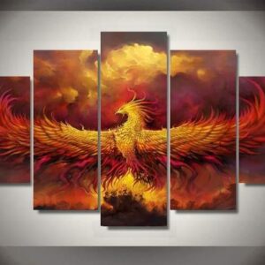 Phoenix Fire Magic 5 - Abstract 5 Panel Canvas Art Wall Decor