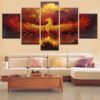 Phoenix On Fire 1 - Abstract Animal 5 Panel Canvas Art Wall Decor