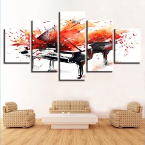 Piano Graffiti Abstract - Music 5 Panel Canvas Art Wall Decor