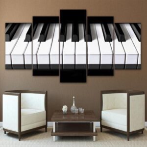 Piano Keys 1 - Music 5 Panel Canvas Art Wall Decor