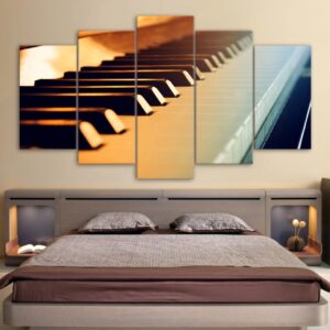 Piano Keys Vintage Music Instrument - Music 5 Panel Canvas Art Wall Decor