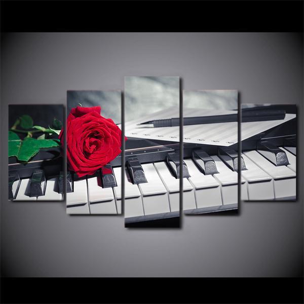 Piano Keys - Music 5 Panel Canvas Art Wall Decor Piano Keys - Music 5 Panel Canvas Art Wall Decor